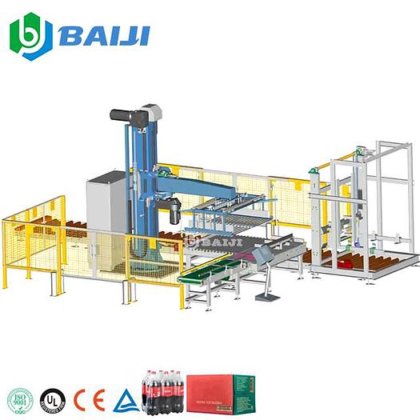 BAIJI 自动纸箱 PE 薄膜包装单列码垛机 水饮料码垛机