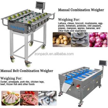 用于包装机的新鲜番茄、土豆、洋葱和肉类称重秤 12 皮带式组合秤