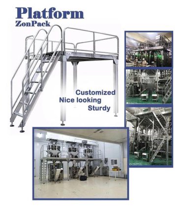 用于食品加工生产线的定制可调节高度 304 不锈钢多头秤支撑工作平台