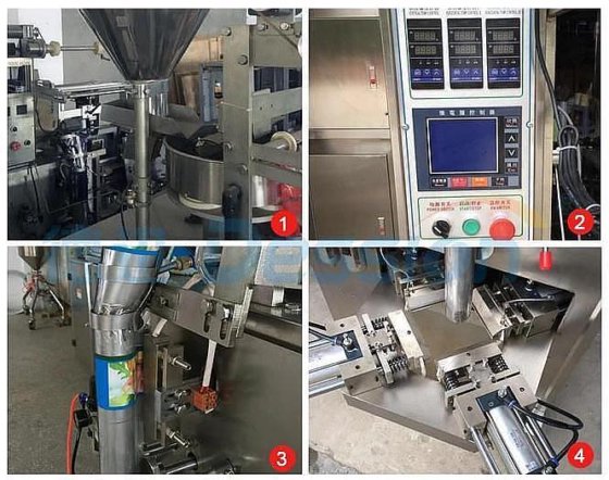 充填およびシール機を備えたジェリービーンズ用 Dession 三角形包装機