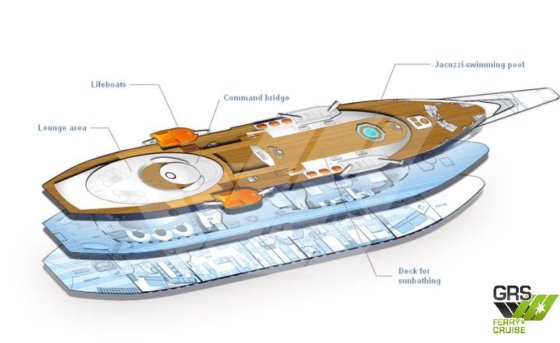 64m、42人乗りのクルーズ船を販売中