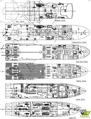 85m、12ノットの調査船を販売します