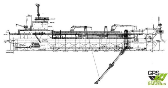 117mの牽引式サクションホッパー浚渫船販売中
