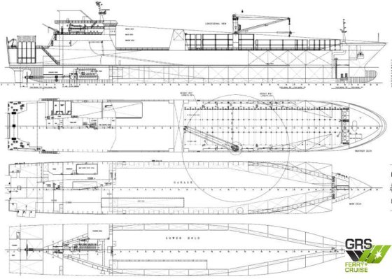 出售183米2308车道滚装船