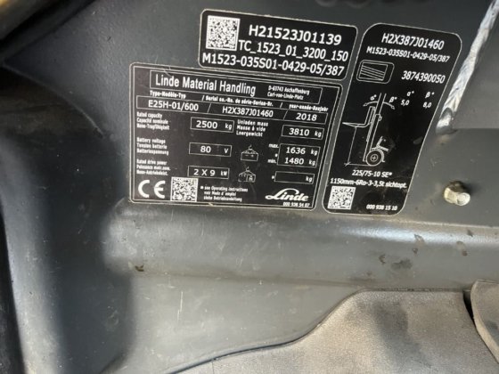 2018 Linde E25H-01/600