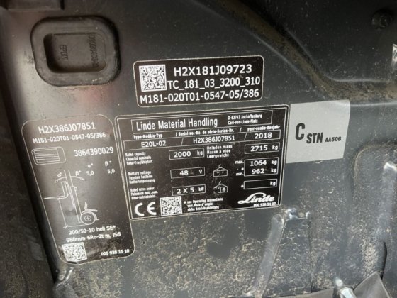 2018 Linde E20L-02