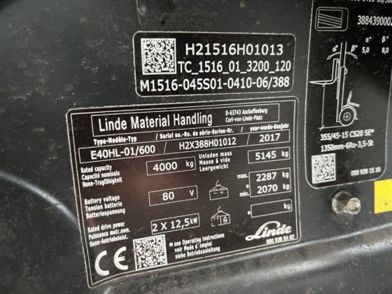 2017 Linde E40/600HL