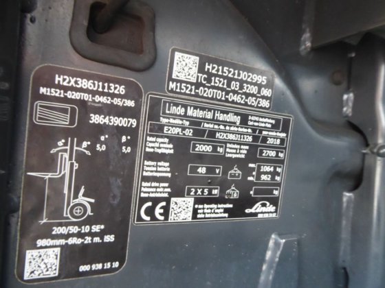 2018 Linde E20PL-02