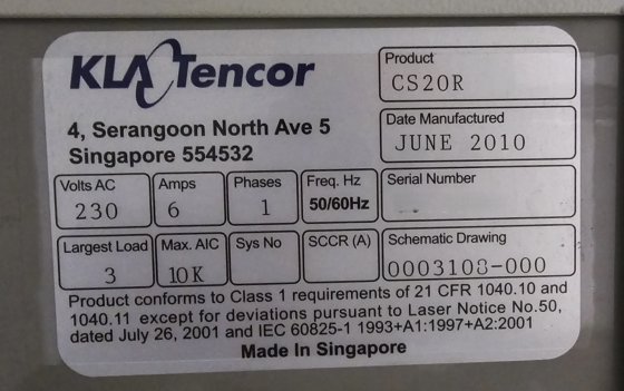 2010 KLA TENCOR Candela CS20