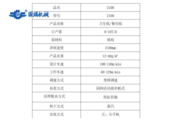 2100卫生纸造纸机