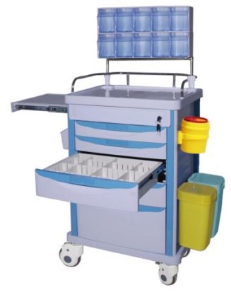 工場価格の花の医学の多機能の麻酔のカートの薬 ABS 車輪が付いている緊急の麻酔のトロリー荷物