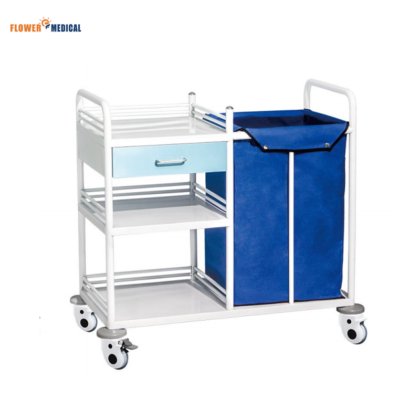 容易できれいなステンレス鋼の基盤の 2 つのドレッシング袋の洗濯の病院の麻布のカート