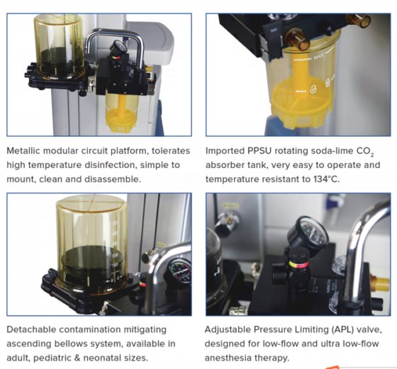 麻酔機械病院 ICU で使用される医学の携帯用麻酔機械