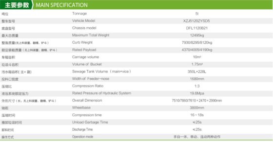 垃圾收运/吨后装式压缩式垃圾车5T