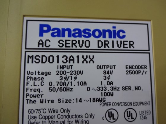 Panasonic X-axis driver MSD013A1XX