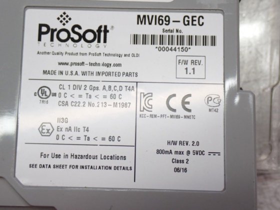 Prosoft Modbus Master/slave Network Interface