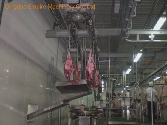 用于肉类加工生产线的内脏同步检疫悬挂输送式屠宰机