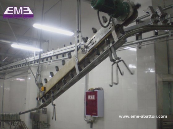 用于肉类加工的自动放气怠速桎梏输送轨道式屠宰机