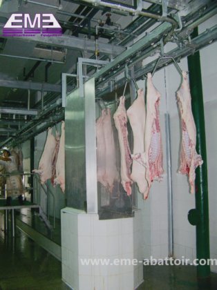 豚屠殺用半身自動洗浄屠殺機