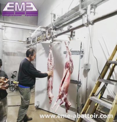 ヤギとアルパカの屠殺場、生きた羊のハラール殺戮ボックス、家畜の食肉処理機械