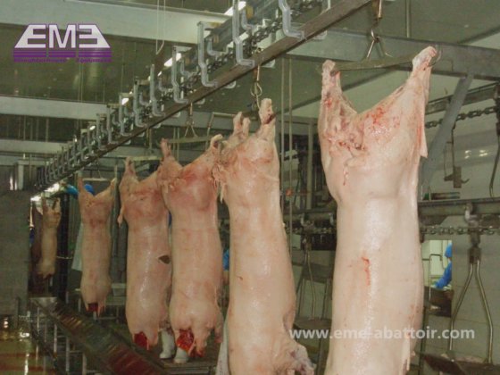 豚の屠殺場機械 自動搬送レール屠殺設備 家畜食肉処理場用
