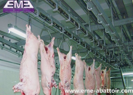 肉処理工具、胴体スキャッド翻転装置、豚の屠殺機械