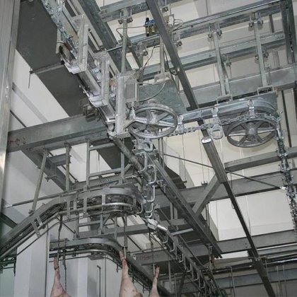 用于肉类加工的屠宰场设备 猪胴体加工 手动输送轨道 定制规模屠宰场