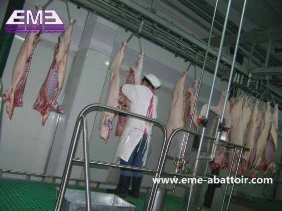 豚の血液自動搬送レールの豚屠殺場設備