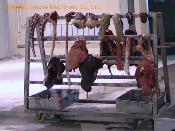頭部および赤い内臓移動トロリー 牛屠殺設備 牛肉処理ライン用