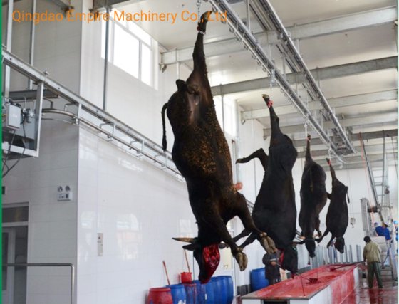 高生産性ハラール牛屠殺肉体手動搬送レール食肉処理場