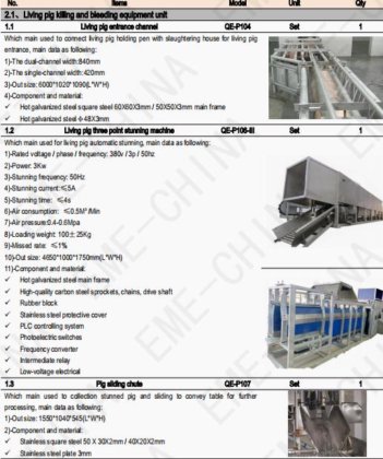 日产 1500/1600 头猪 8 小时自动/手动屠宰线项目
