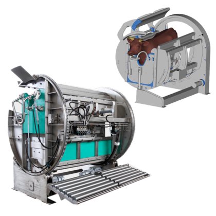 清真屠宰牛旋转式礼仪杀牛机箱式牛屠宰场设备