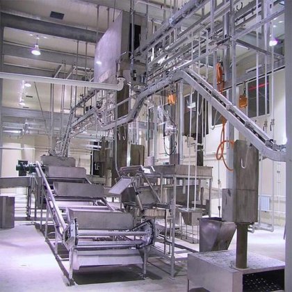 牛の屠殺場設備用白色内臓の同期検出コンベヤ