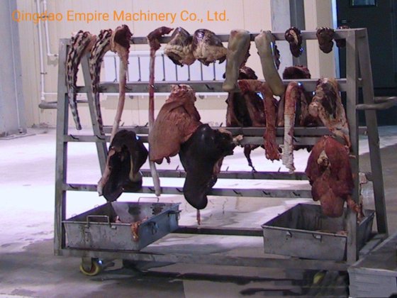 用于屠宰场设备的头部和红色内脏传送台车肉类加工机