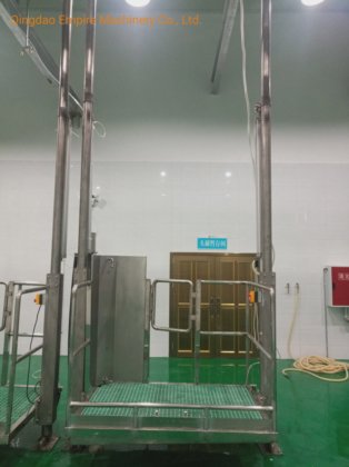 牛の屠殺機器、牛の屠体、胸部、皮剥ぎ、エレベーター、家畜、食肉処理場
