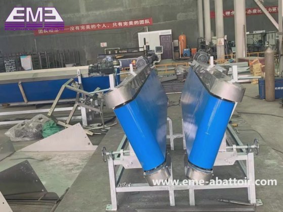 羊やヤギの拘束用ナイロンベルト搬送機、家畜屠殺機、食肉処理設備