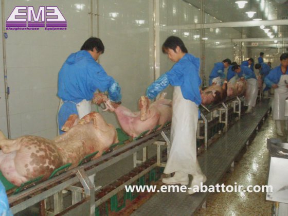 猪屠宰场设计胴体预剥皮自动输送机 羊屠宰场机器