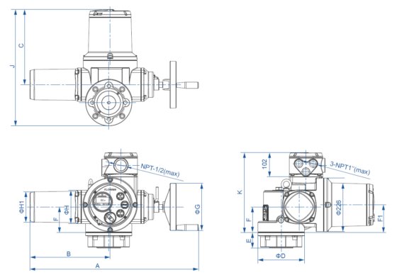 EMDシリーズインテリジェントタイプマルチターン電気アクチュエーター