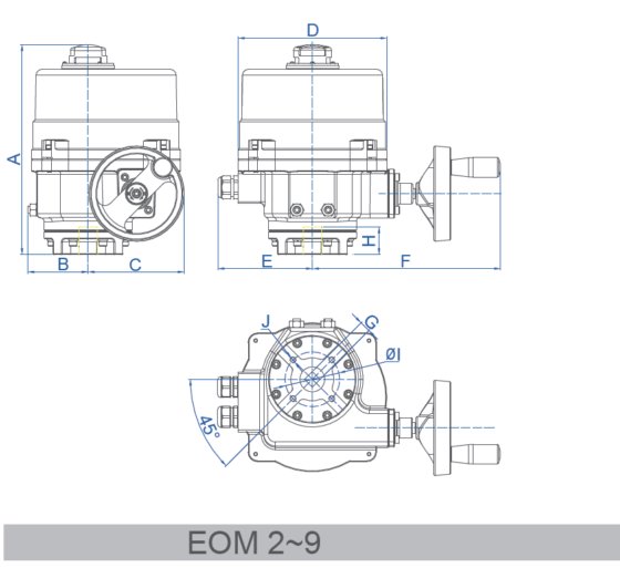EOM2-9シリーズベーシックタイプクォーターターン電気アクチュエーター