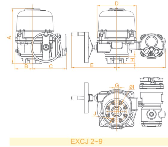 EXB (C) 2-12 系列防爆四分之一转电动执行器