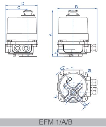 EFM1/Aシリーズベーシックタイプクォーターターン電気アクチュエーター
