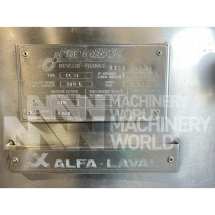 300 升阿法拉伐不锈钢夹套罐(1 个可用)