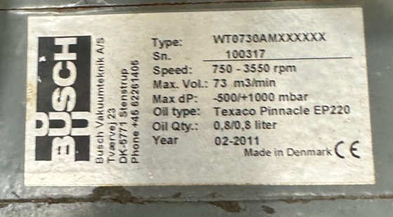 布希真空泵 73 立方米/分钟