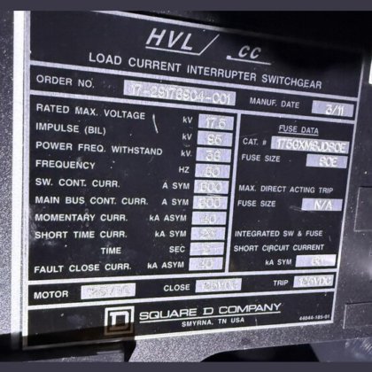 Square D 600 Amp HVL/cc