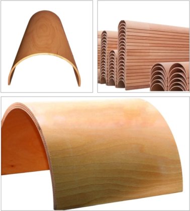 Stansen van gebogen multiplex voor