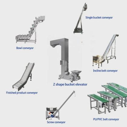 为食品工业定制不锈钢或碳钢提升机、零食土豆谷物输送机