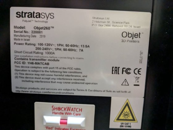 2019 ストラタシス社 Objet260 Connex1