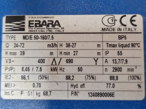 Ebara MD/E 50-160/7.5