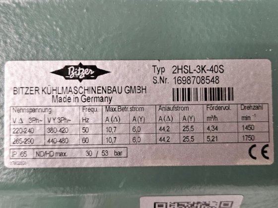 BitzerのCO2設置とコールドルーム