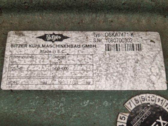 ビッツァー水冷式ねじ圧縮機セット